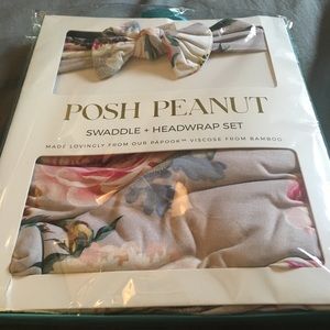 Posh Peanut French Grey Swaddle Headband Set
